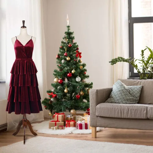 Miniatura 7 de Bonnlo Forma de vestido femenino mejorada, cuerpo torso de maniquí con soporte de madera de caucho ajustable para exhibición de vestidos y joyas