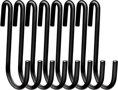 ESFUN Paquete de 24 ganchos en forma de S resistentes de 3 pulgadas, ganchos en forma de S para utensilios de cocina, ollas, utensilios, ropa, Negro