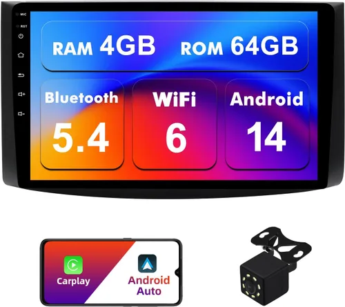 Miniatura 7 de 4Core+32G Android 14 Doble DIN Radio de coche estéreo para Chevrolet Aveo 2006-2012 con 9 pulgadas de radio de pantalla táctil incorporada Carplay
