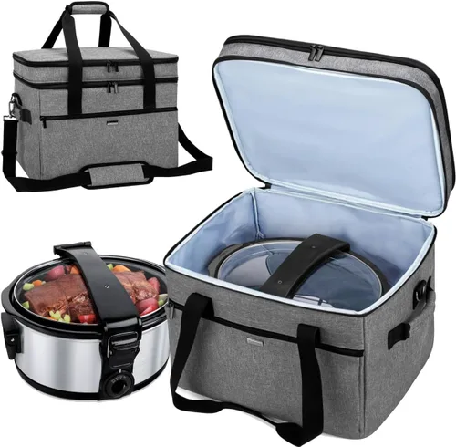 Yarwo Bolsa de viaje grande para olla de cocción lenta compatible con Crock-Pot/Hamilton Beach de 8 a 10 cuartos de galón, funda de transporte de