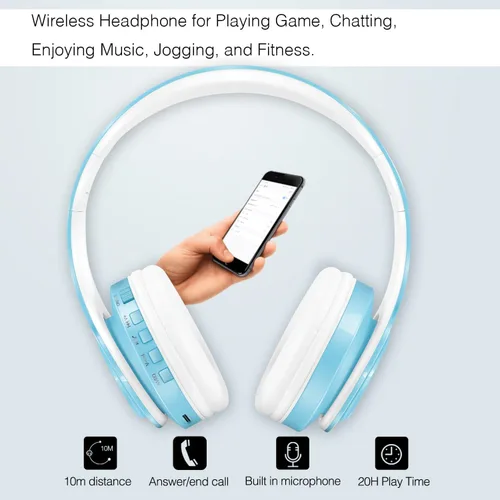 Miniatura 3 de RAT TAIL V5.0 Auriculares Bluetooth sobre la oreja, auriculares estéreo inalámbricos y con cable plegables micro SD/TF, FM para teléfono celular