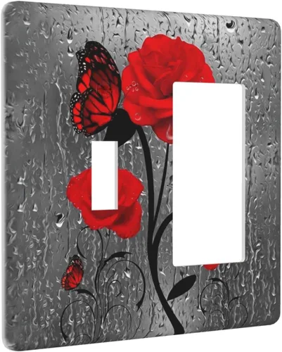 Miniatura 91 de Cubierta de interruptor de luz rosa brillante con purpurina de 1 banda, sin dispositivo, placa de pared en blanco decorativa para adolescentes, Rosa