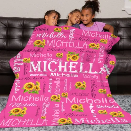 Miniatura 3 de Manta personalizada con nombre, manta personalizada con nombre, mantas personalizadas con texto, mantas de girasol, regalo personalizado para el día