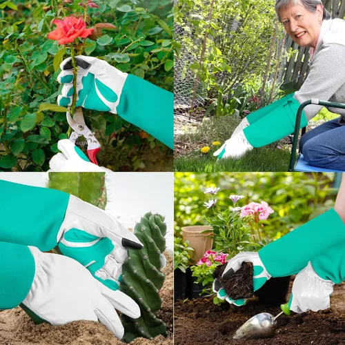 Miniatura 7 de Guantes largos de jardinería para mujeres/hombres, guantes de poda de rosas a prueba de espinas, guantelete resistente, el mejor regalo de jardín