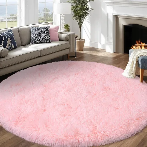 Miniatura 17 de Alfombra pequeña rosa para dormitorio, alfombras de área esponjosas peludas de 2x3 pies para habitación de niñas y niños, alfombra suave