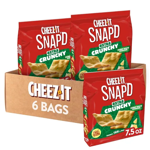Miniatura 14 de Cheez-It Snap'd Chips de Galletas de Queso, Crujientes Delgadas, Aperitivos para el Almuerzo, Cheddar Crema Agria y Cebolla, Caja de 45oz (6 Bolsas)