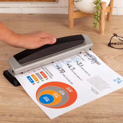 Miniatura 3 de Swingline Perforadora de 3 agujeros, capacidad de 10 hojas, perforadora de tres agujeros, 3 anillos, perforadora de papel ajustable de 2 a 3