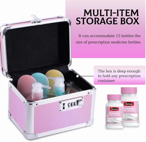 Miniatura 6 de Cajas pequeñas con cerradura de combinación para medicamentos con código para artículos personales, caja de seguridad para medicamentos y documentos