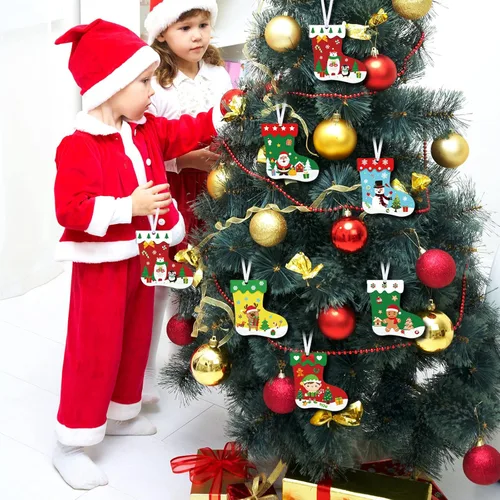 Miniatura 6 de Containlol Kit de 48 piezas de manualidades de Navidad para niños, kit de adornos de medias de Navidad, para hacer tu propio árbol de Navidad