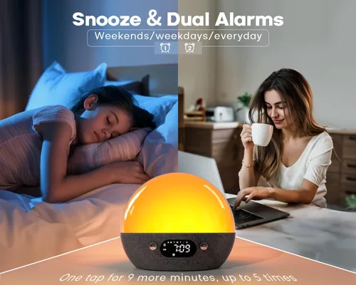 Miniatura 3 de MOMILLA Reloj despertador con altavoz Bluetooth, máquina de sonido de ruido blanco, despertador para dormitorios con personas que duermen
