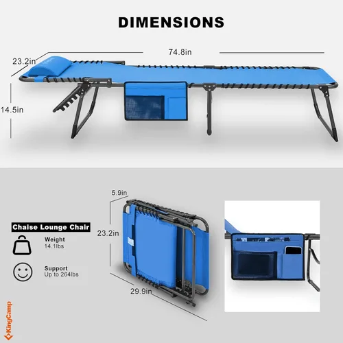 Miniatura 3 de KingCamp Folding Outdoor Chaise Lounge
