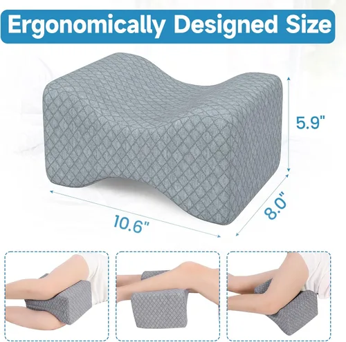 Miniatura 2 de SweetSlubr Almohada de rodilla de espuma viscoelástica para dormir de lado, almohada de apoyo para las piernas para dormir de lado, almohada