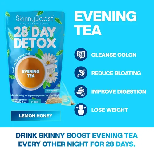 Miniatura 4 de Skinny Boost - Té de noche (paquete de 2) 28 bolsas de té en total, apoya la desintoxicación y la limpieza, reduce la hinchazón, todo natural, vegano