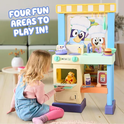 Miniatura 3 de Juego de Cocina de Bluey para Niños de 4 a 8 años, Juego de Cocina de Simulación de 0.91m de Alto, Incluye Estufa, Fregadero, Horno y Más de 20