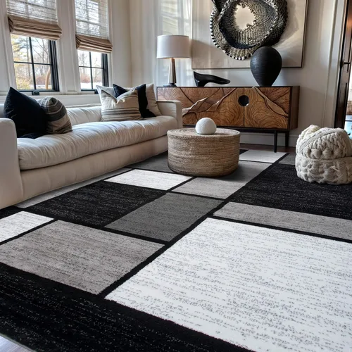 Miniatura 52 de Rugshop Tapete con diseño de cuadros, contemporáneo y moderno, fácil de limpiar, para oficina en casa, sala, dormitorio, cocina, no desprende pelos