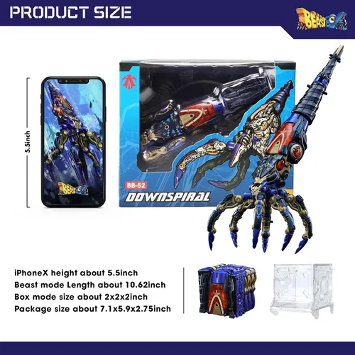 Miniatura 5 de 52TOYS BEASTBOX BB-52 DOWNSPIRAL - Figura de acción de juguetes de deformación, juguetes de conversión en mecha y cubo, regalo perfecto para fiesta