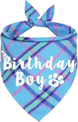 Bandana de cumpleaños para perros, bandana de cumpleaños de varios tamaños para perros, bandana de cumpleaños para perros pequeños y mascotas (azul