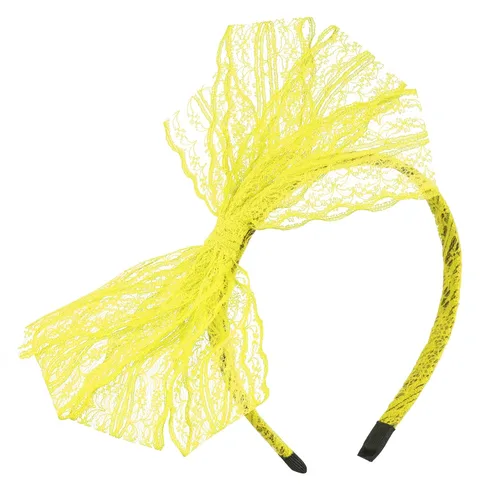 Miniatura 13 de SUMERSHA Diadema de lazo de encaje neón para mujer, disfraz de los años 80, accesorio para el cabello para fiesta temática de los años 80, aro