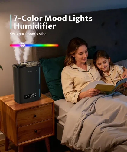 Miniatura 9 de BREEZOME - Humidificador de 6L, para dormitorio, habitación grande y difusor de aceite esencial, humidificador ultrasónico de llenado superior