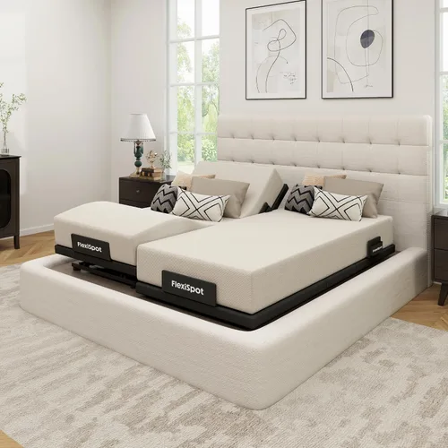 Miniatura 14 de FLEXISPOT Base de cama ajustable individual XL + colchón de espuma viscoelástica de gel refrescante de 12 pulgadas, masaje, inclinación de cabeza