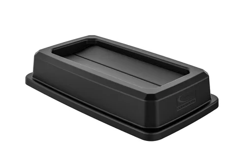 Suncast Commercial Tapa de resina con tapa doble abatible para botes de basura delgados de 23 galones, diseño a presión para una fácil eliminación