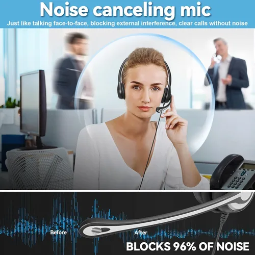 Miniatura 6 de Wantek Auriculares con micrófono con cancelación de ruido, auriculares para teléfono de 0.098 in Jack compatibles con Panasonic AT&T Uniden Cisco
