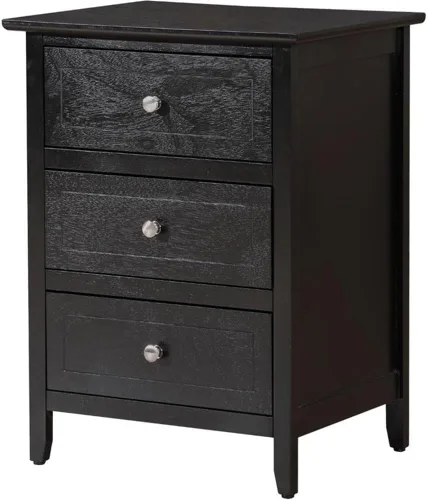 Glory Furniture Daniel - Mesita de noche con 3 cajones, color negro