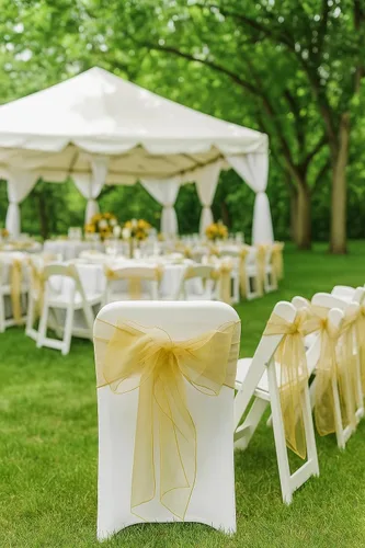 Miniatura 2 de Bandas de organza para decoración de lazos para silla, lazos para boda, recepción, eventos, decoración de banquetes, (paquete de 25, verde cazador)