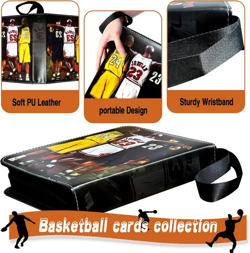 Miniatura 3 de Carpeta de tarjetas de baloncesto, carpeta de tarjetas intercambiables, 4 bolsillos con 50 fundas extraíbles, se adapta a 400 tarjetas deportivas