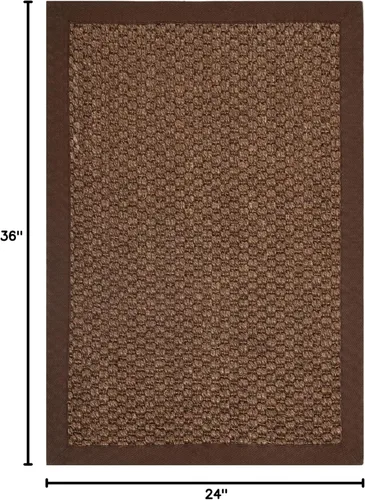 Miniatura 2 de SAFAVIEH Alfombra de área 2x3 - Colección de fibra natural - Chocolate, sisal, diseño tejido con borde (NF525D)