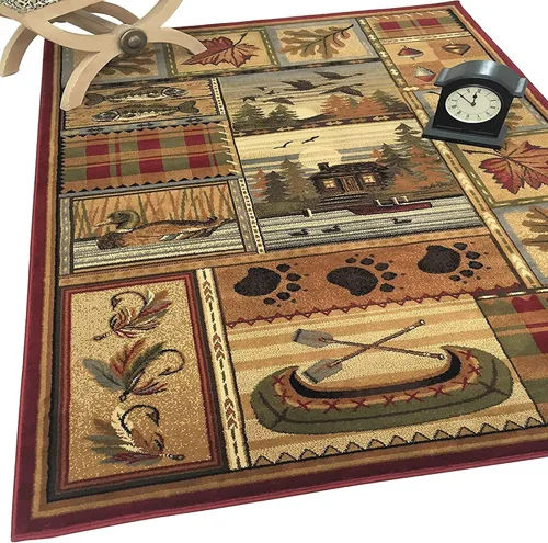 Miniatura 8 de Colección de alfombras de cabaña inspirada en la naturaleza con animales, diseño de felpa y polipropileno fácil de limpiar para decoración del hogar