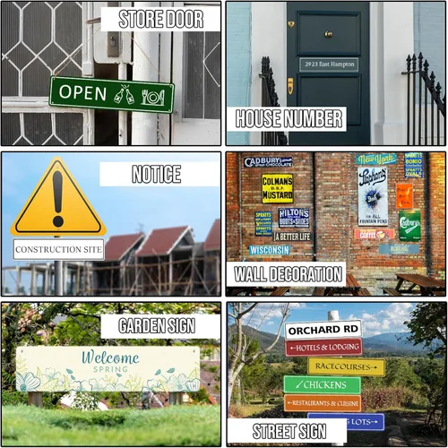 Miniatura 5 de Letreros decorativos personalizados de metal para exteriores de 16 x 4 pulgadas, a prueba de óxido, jardín, seguridad, calle, estacionamiento, etc