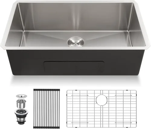 Lordear Fregadero de cocina de 36 pulgadas de calibre 16 de acero inoxidable grande bajo encimera, fregadero de cocina profundo de 36 x 19 x 10