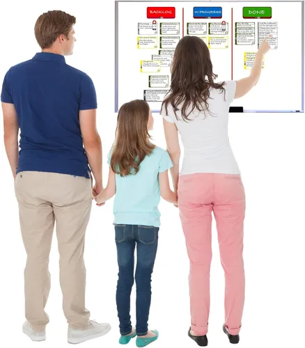Miniatura 3 de Family Kanban Set Set completo Kanban y Scrum Set para familias, tablero magnético completo, tarjetas magnéticas, juego de accesorios, 75 piezas