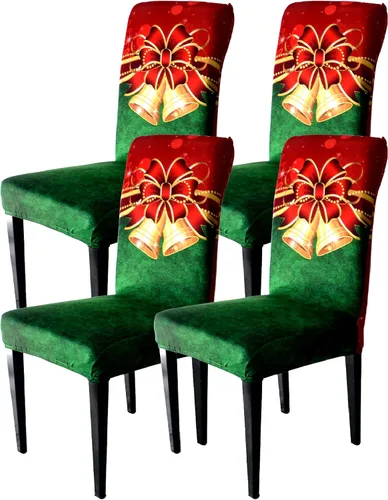 Miniatura 9 de Juego de 6 fundas para sillas de Año Nuevo, fundas protectoras para sillas de comedor de Navidad, decoración protectora de Año Nuevo, extraíbles