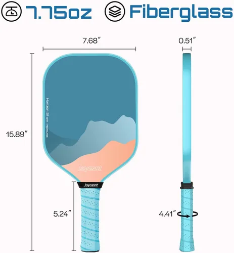 Miniatura 4 de Juego de 2 palas de pickleball aprobadas por USAPA de fibra de carbono con raquetas de pickleball para principiantes, bolas de pepinillo para Azul