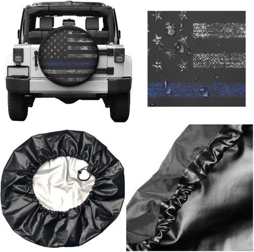 Miniatura 4 de Blue Line American - Funda protectora para neumáticos de repuesto, a prueba de polvo, para remolque, caravana, muchos vehículos, 14 pulgadas