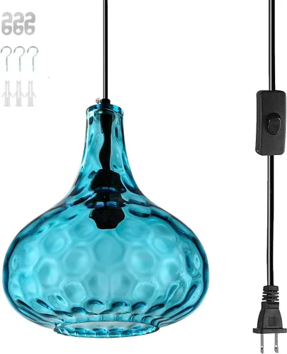 Miniatura 14 de Iluminación colgante de globo de vidrio verde estilo granja, lámpara colgante de vidrio vintage, lámpara colgante moderna de mediados de siglo