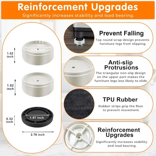 Miniatura 3 de Elevadores de cama para muebles, elevadores de cama resistentes de 1 pulgada, 2 pulgadas, 3 pulgadas, 4 pulgadas, elevadores de cama ajustables