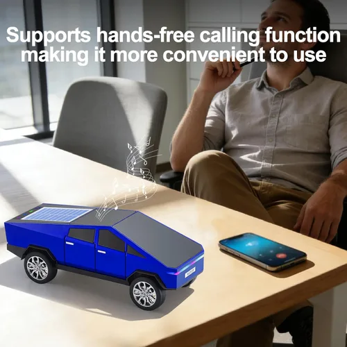 Miniatura 8 de WSTER Altavoz Bluetooth con forma de automóvil alimentado por energía solar, estéreo inalámbrico portátil, calidad de sonido de alta definición