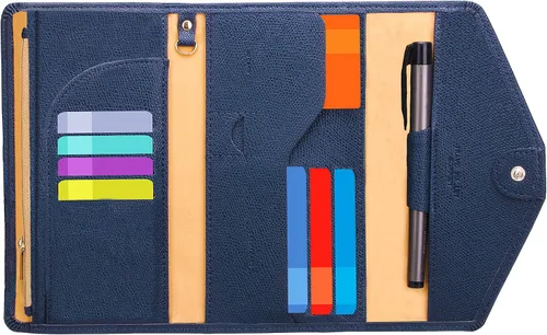 Miniatura 122 de Zoppen - Billetera de viaje con bloqueo RFID multiusos (Ver.4) Portatarjetas de pasaporte y vacunas, organizador de documentos de tres pliegues