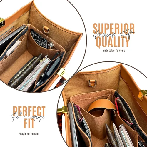Miniatura 8 de Sunshine Tote Organizer Insert, Sunshine Shopper Medium Insert, Mini Sunshine Large Organizer, Handmade 3mm Premium Felt Snug Sturdy Gold Zipper
