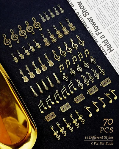 Miniatura 3 de JIALEEY Dijes de música multiestilo para instrumentos musicales, notas, símbolos, colgantes para collares, pulseras, aretes, fabricación de joyas