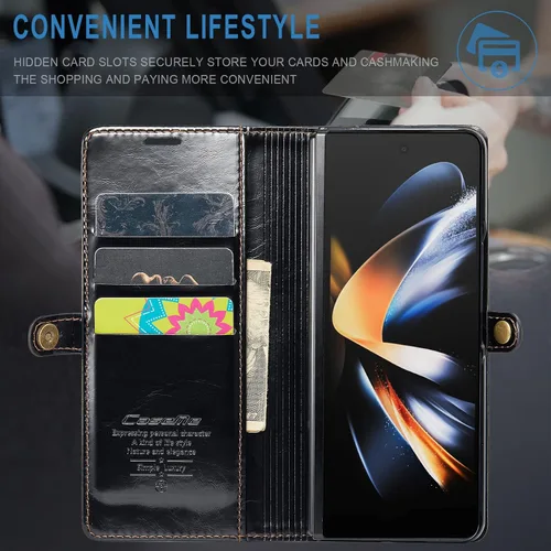 Miniatura 3 de Kowauri Funda para Samsung Galaxy Z Fold 4 5G, piel sintética, tipo cartera, con tarjetero y función atril, cierre magnético, protección a prueba
