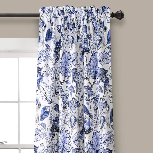 Miniatura 2 de Lush Decor, Blue Cynthia - Juego de cortinas de oscurecimiento jacobeas para sala, comedor, dormitorio, 108 pulgadas de largo, par de paneles Azul