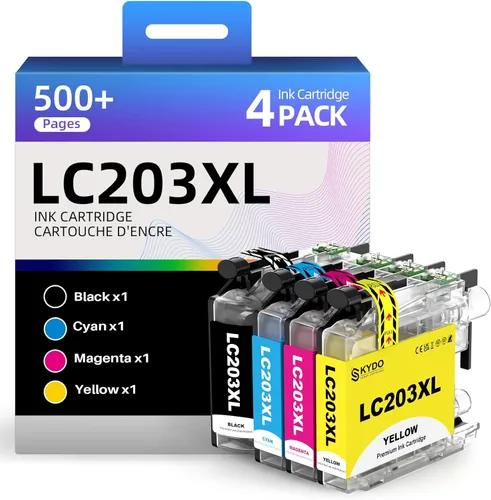 LC203XL LC201XL - Paquete de 4 cartuchos de tinta de repuesto para Brother LC203 XL LC 203 LC203 LC201 LC-203 LC-201 Tintas de color para MFC-J480DW