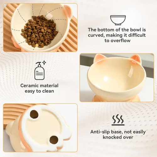 Miniatura 5 de Cuencos elevados para gatos, cuencos elevados para gatos de interior, cuencos inclinados de comida para gatos aptos para bigotes, lindo cuenco