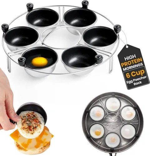 Eggssentials - Inserto para escalfador de huevos de acero inoxidable, cocinador de huevos escalfados de silicona, taza para escalfar huevos, libre