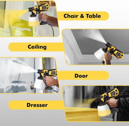 Miniatura 5 de Herramienta pulverizadora de pintura 1000 W de alta potencia eléctrica pistola de pintura en aerosol fácil de limpiar para muebles gabinetes casa