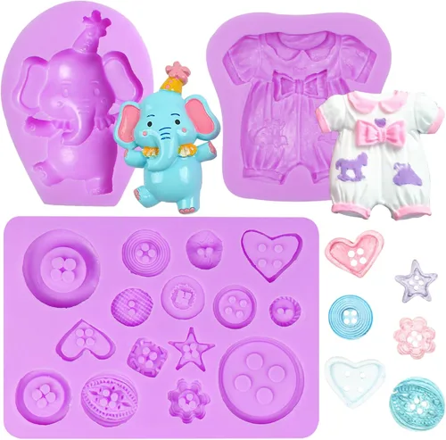 Moldes de silicona para baby shower, pies de bebé, botella de mano, botón de ropa, fondant para decoración de pasteles, decoración de cupcakes,